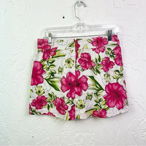 Vintage y2k White Pink Floral Low Rise Mini Skirt Size Large - Picture 4 of 6